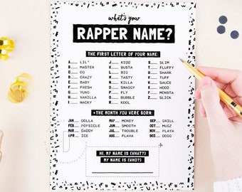 Hip hop party game, Rap birthday activity, What's your rapper name, Music theme decorations, The big one, 90s rap lyric, Digital download