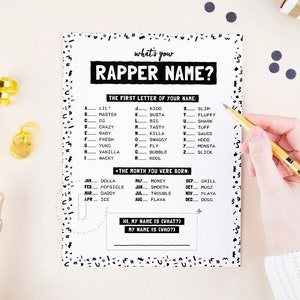 Gioco di festa hip hop, Attività di compleanno rap, Come si chiama il tuo rapper, Decorazioni a tema musicale, Il grande, Testi rap anni '90, Download digitale