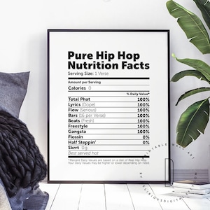Pure Hip Hop Nutrition Facts poster