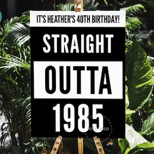 Straight outta my thirties sign, 40th birthday welcome board, Forty party decorations, Funny 90s hip hop rap printable, Digital download