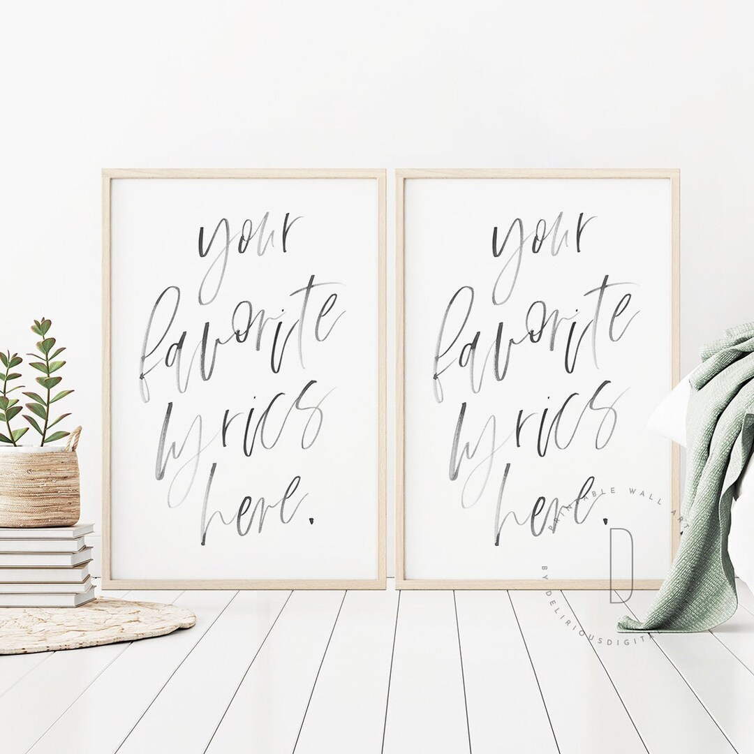 Custom Lyric Print, Set of 2, Custom Lyric Poster, Personalized Lyric