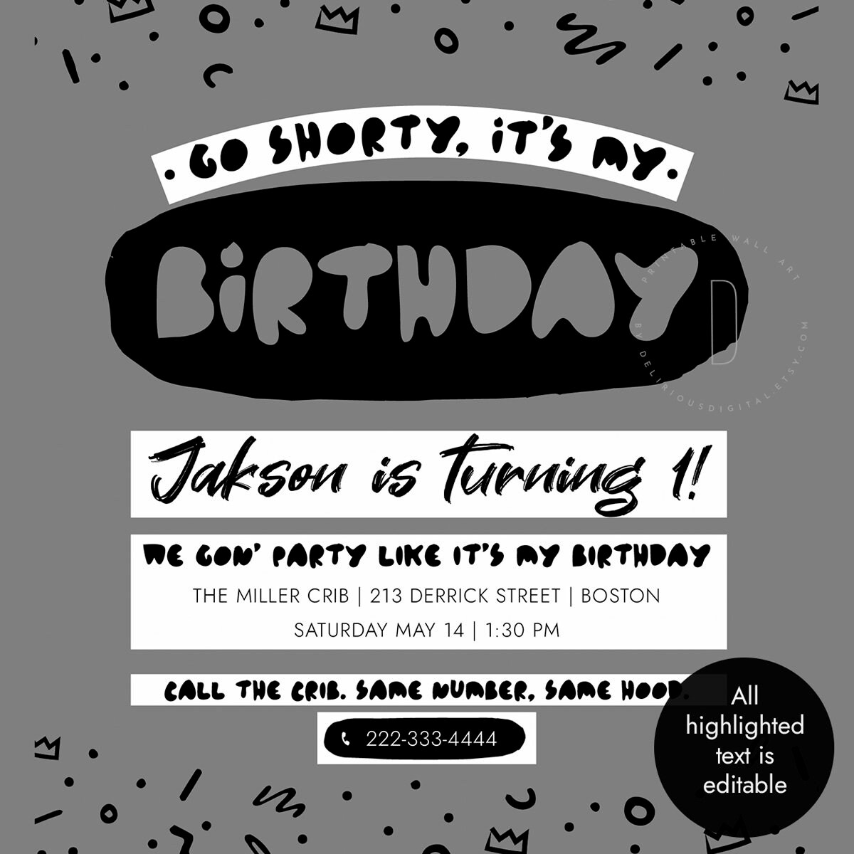 Editable Go Shorty It's Your Birthday Invitation Card Etsy