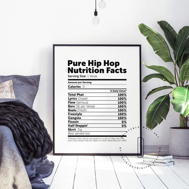 Pure Hip Hop Nutrition Facts poster