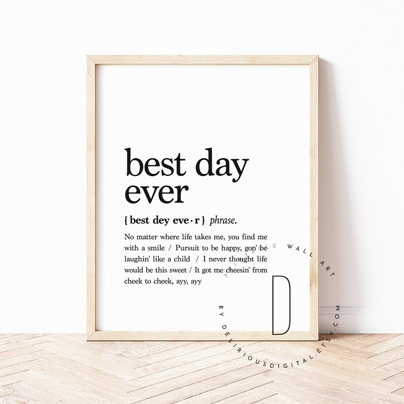 Best day ever rap lyrics wall art hip hop poster print rap etsy