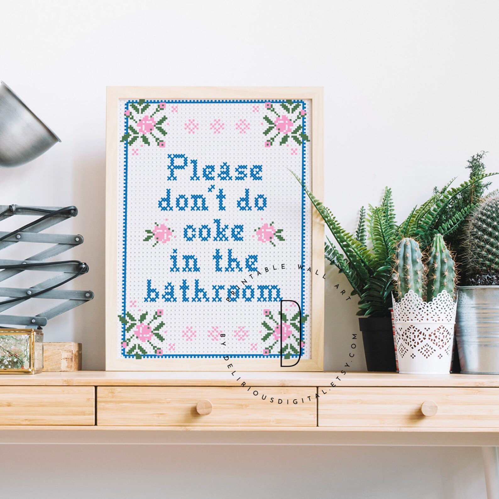 Please Don't Do Coke in the Bathroom Cross Stitch Funny | Etsy