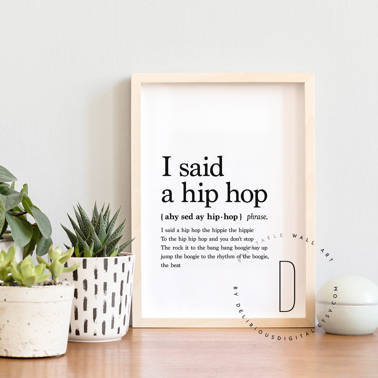 I Said a Hip Hop the Hippie Rap Poster Rap Lyrics Wall Art Etsy