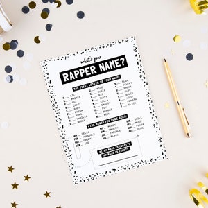 Hip Hop Party Game, Rap Birthday Activity, What's Your Rapper Name ...