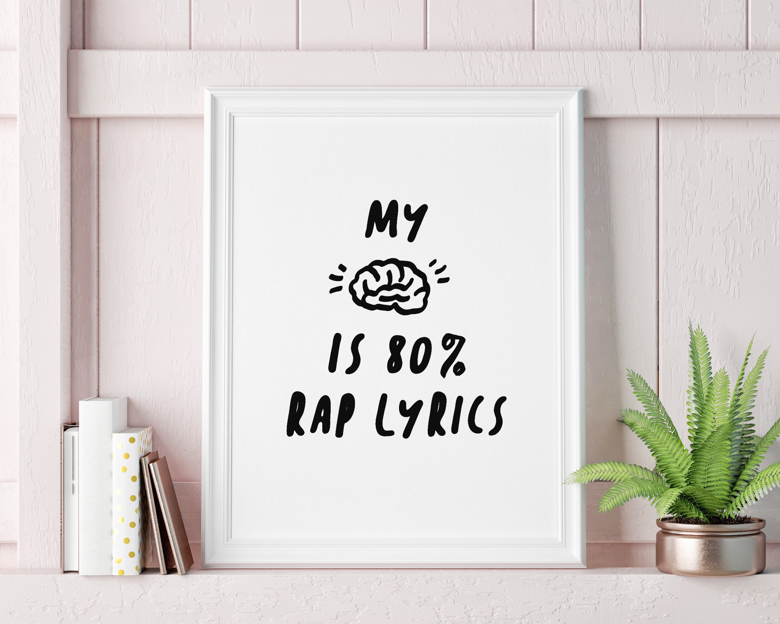 My Brain Is 80 Rap Lyrics Rap Poster Rapper Wall Art Hip Etsy