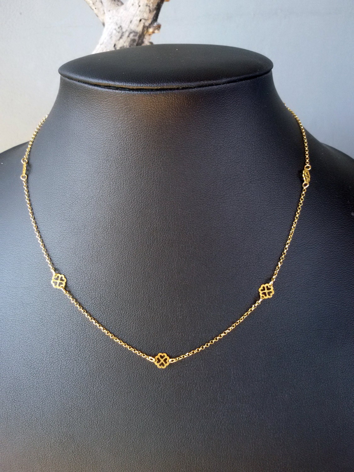 Byweekend☆Clover necklace ネックレス 316L】zirconia clover necklace gold/金属アレルギー対応