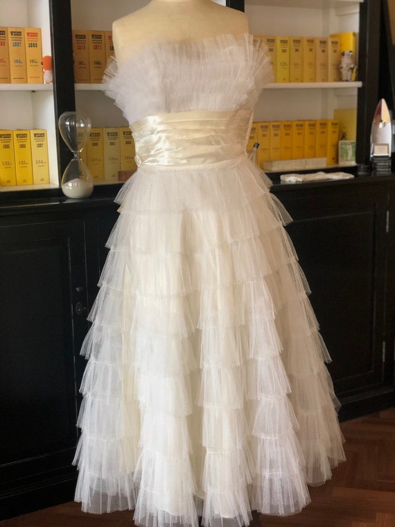 1950s old store stock tulle bride dress - image 5