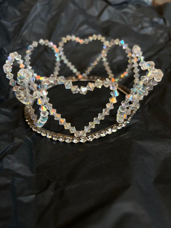 Delightful 1950s crystal hearts and rhinestone hi… - image 1