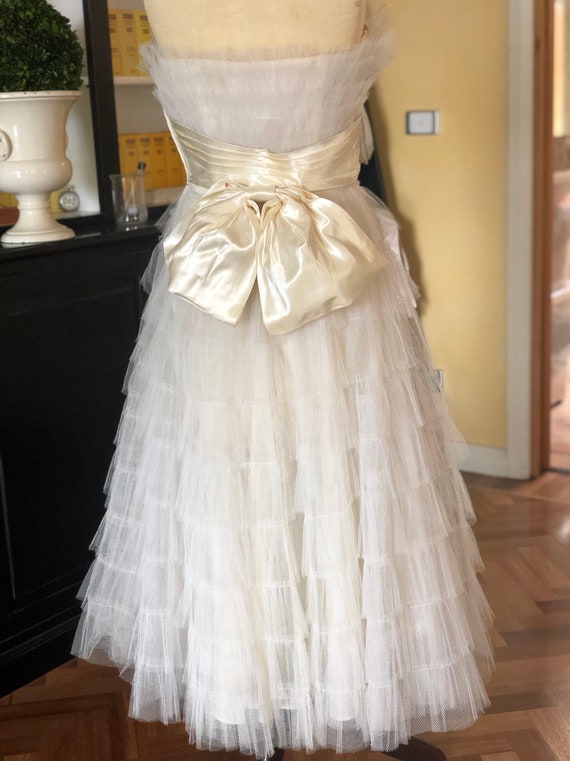 1950s old store stock tulle bride dress - image 6