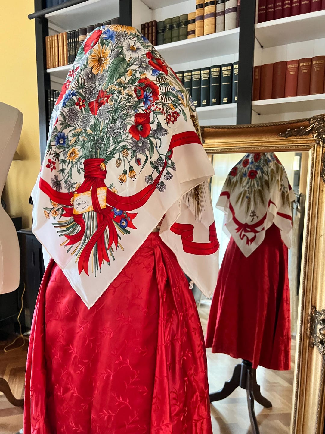 1970s Gucci Poppy, Wheat and Ribbon Print Silk Scarf - Etsy