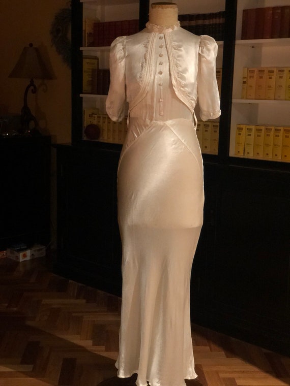 1930s silk satin bride dress