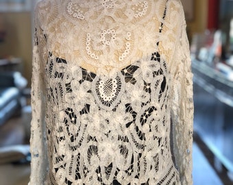 1910s Battenburg lace and Irish lace blouse