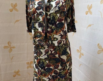 1960s mod autumn colours rayon suit - XL