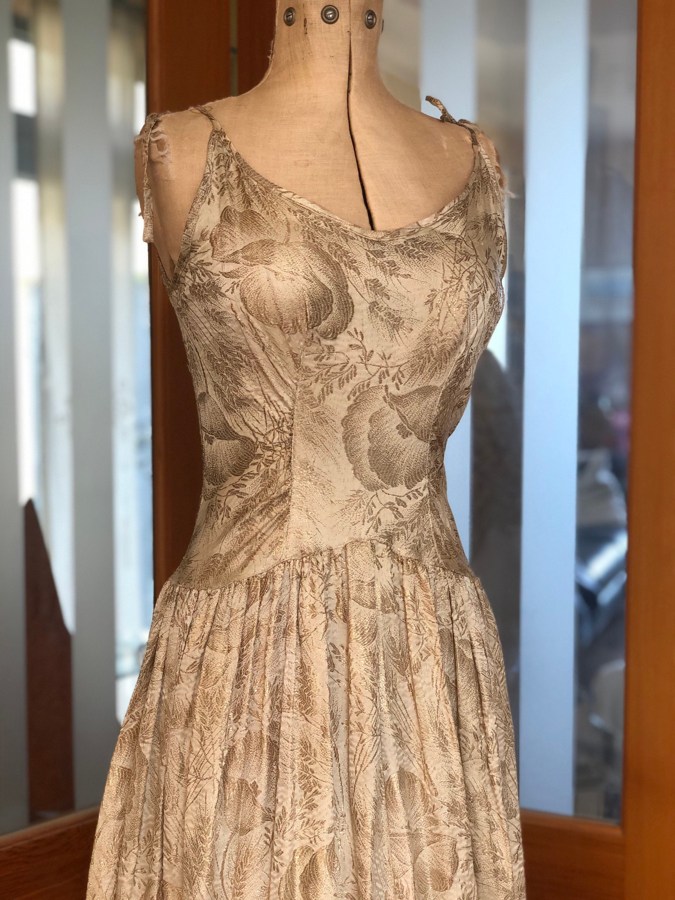 1930s Lame Jacquard Full Skirted Gown. - Etsy