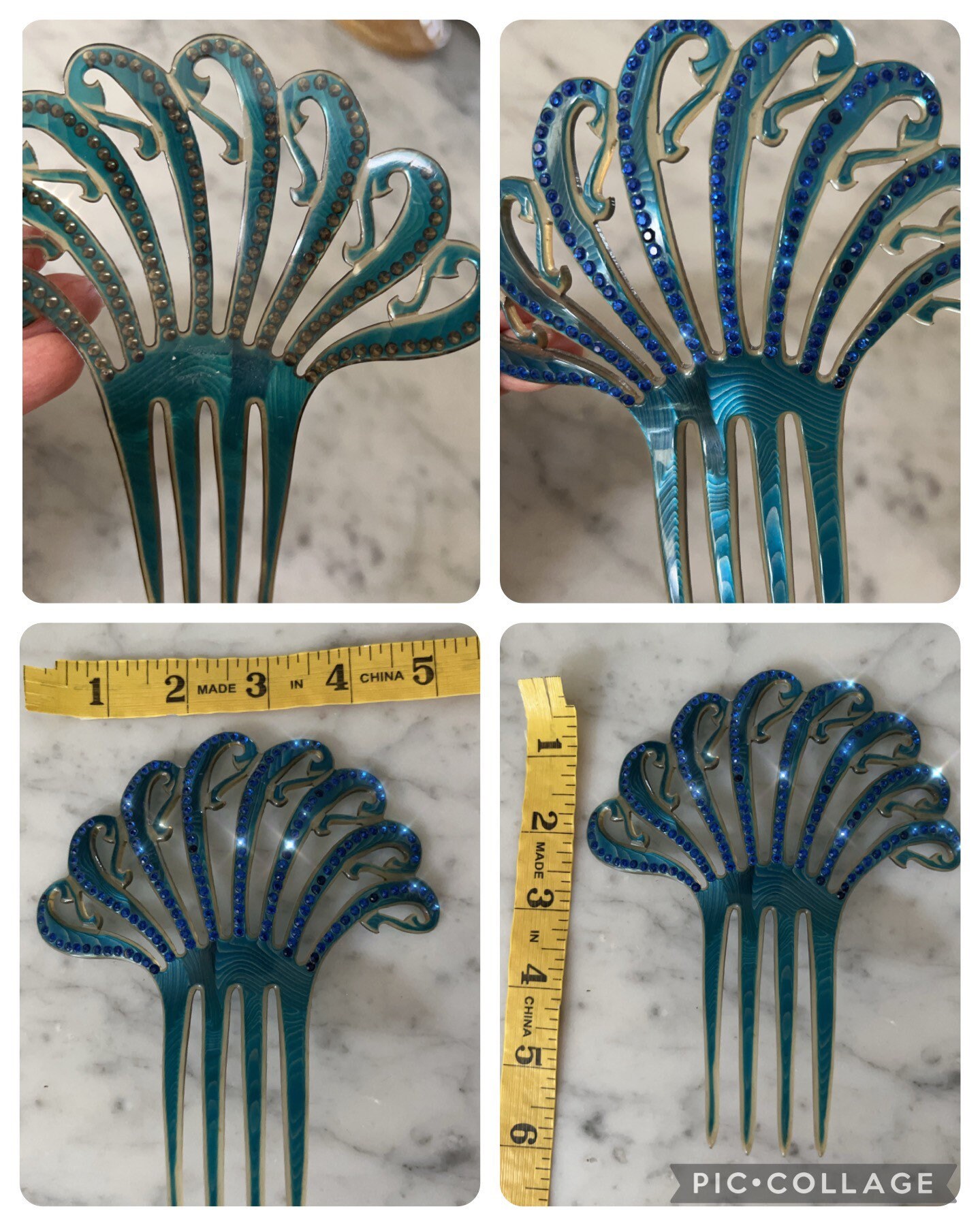 Art Deco Celluloid and Rhinestone Decorative Hair Combs - Etsy display picture 1