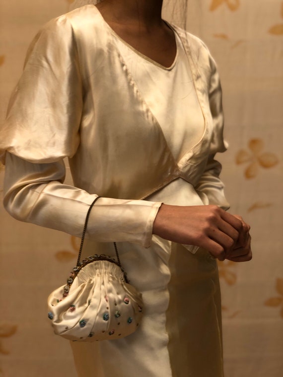1930s liquid satin bridegown snd bolero.