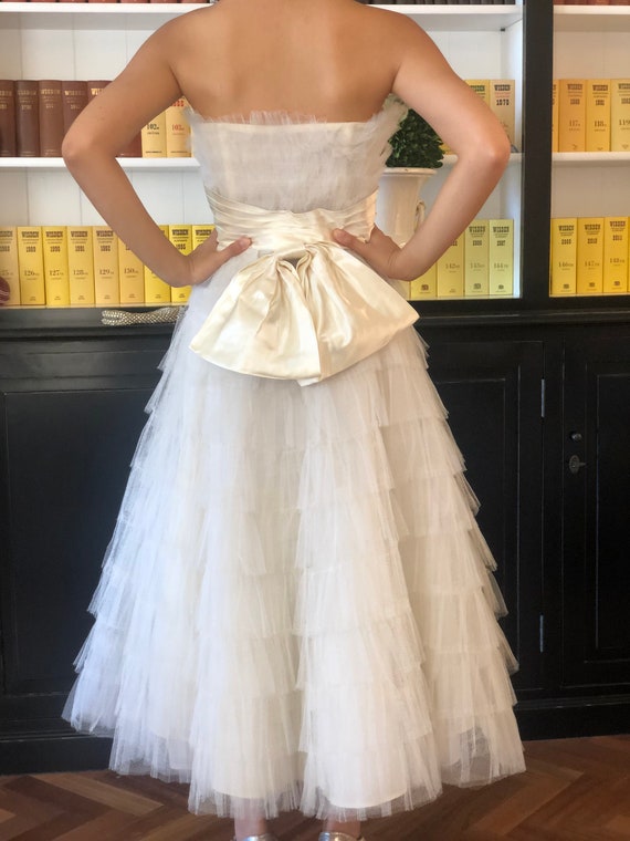 1950s old store stock tulle bride dress - image 4