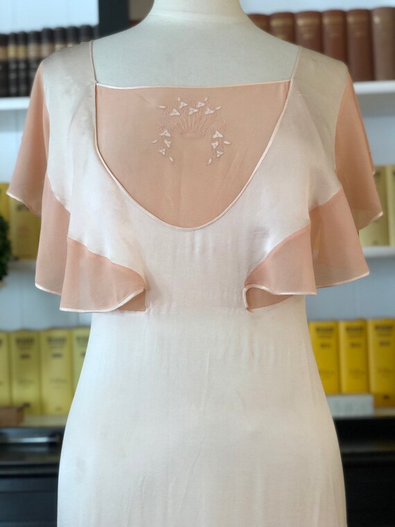 1930s handstitched trousseau silk satin and chiffo