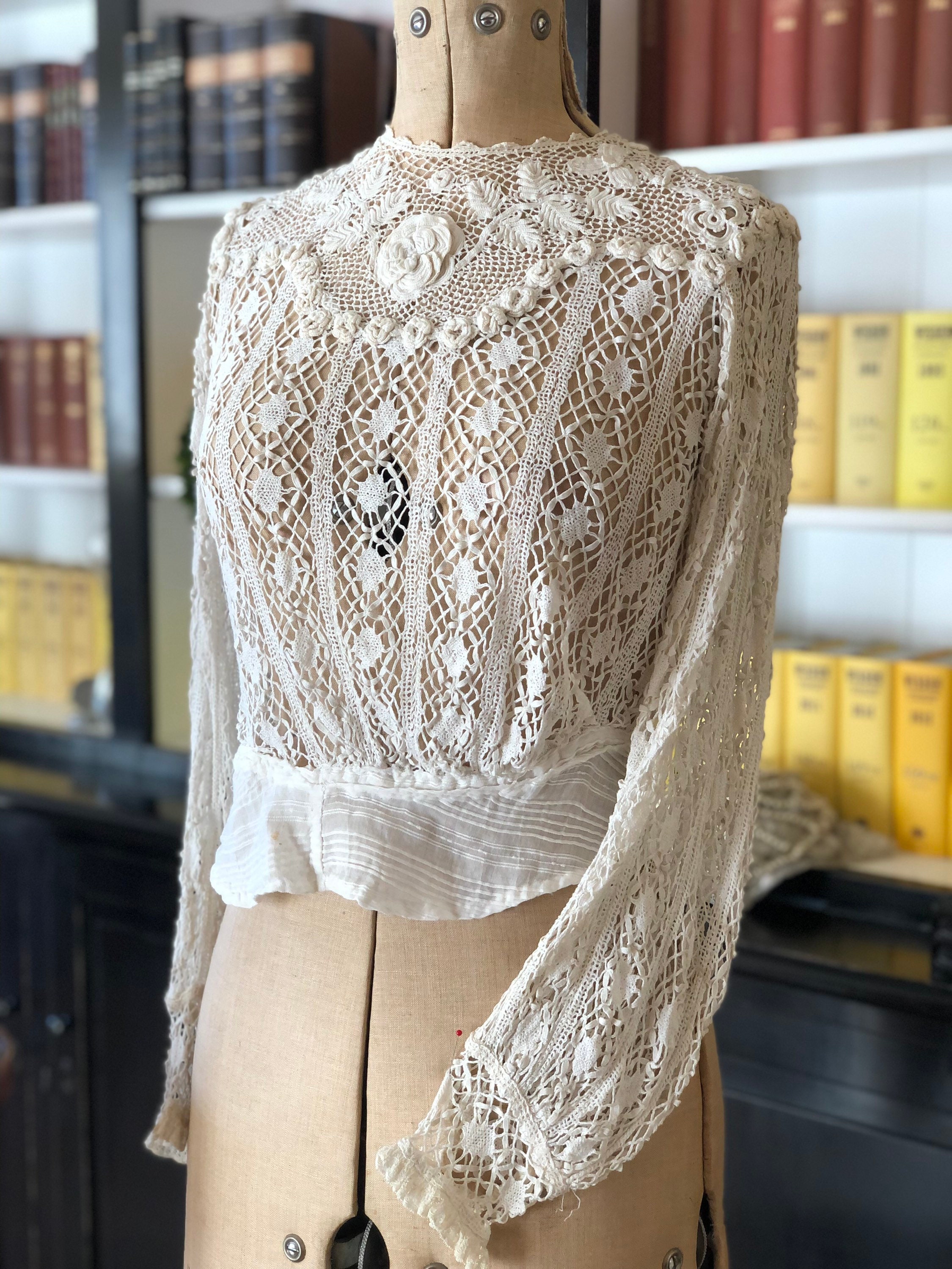 Crochet irlandés eduardiano y blusa de encaje - Etsy España Crochet irlandés eduardiano y blusa de encaje - Etsy España