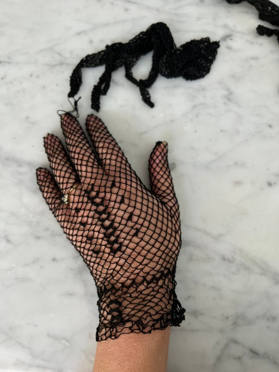 Mitaines Longues En Résille Avec Strass - Gants Années 80 Pour Costume, Halloween Et Fêtes Rétro