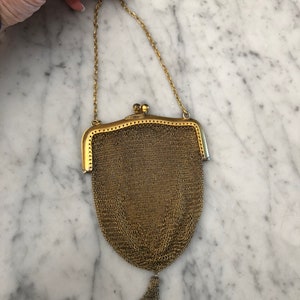 Deco era gold dipped silver mesh evening purse