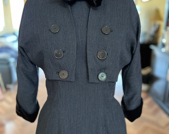 1950s wool two-in-one dress with attached jacket