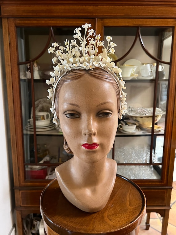 1920s wax and linen bridal tiara - image 3