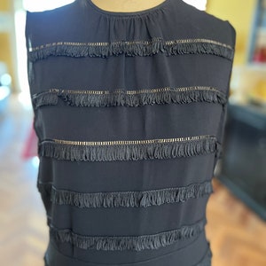 1950s fringe little black shimmy dress