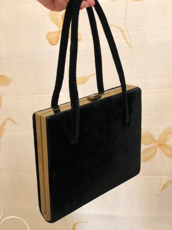 1960s black velvet evening bag