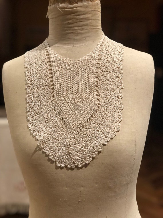1930s silk crochet collar bib