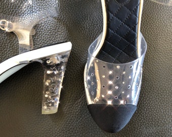 Swarovski crystal studded lucite and perspex Chanel pumps.