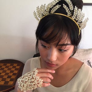 Handmade vintage beads wheat sheaf tiara headpiece wedding or races millinery