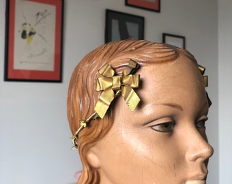 Antique gilt bow reverse headband tiara