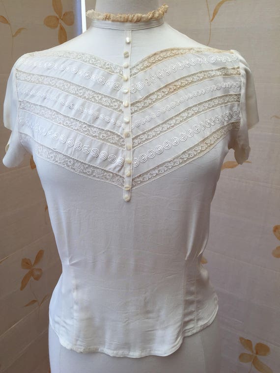 1940s or 50s silk and lace blouse