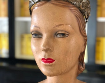 1920s bronze coloured sequins tiara