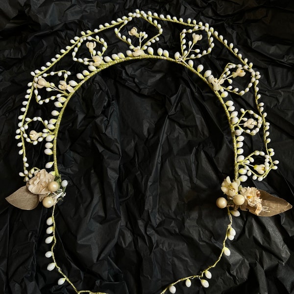 1920s wax bud halo tiara