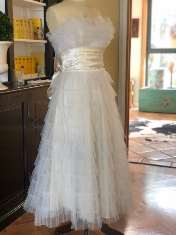 1950s old store stock tulle bride dress - image 9