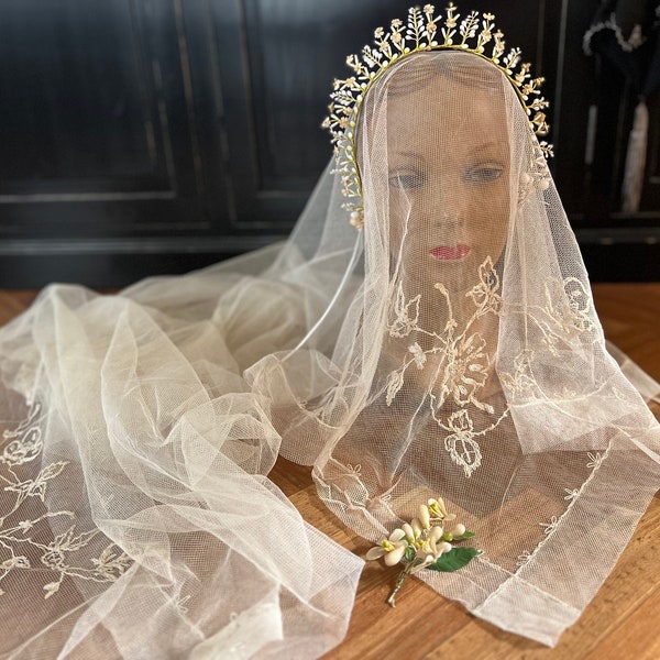rhinestone veil headpiece