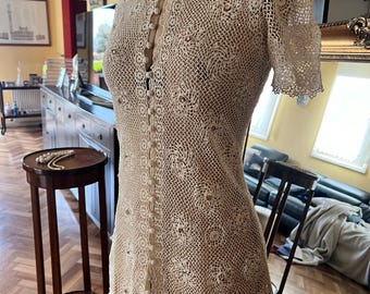 Vintage crochet blouse with rhinestones