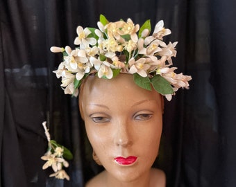 Late 1800s wax tiara and boutonnière