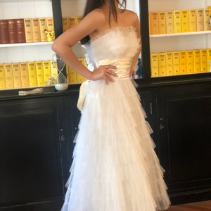 1950s old store stock tulle bride dress