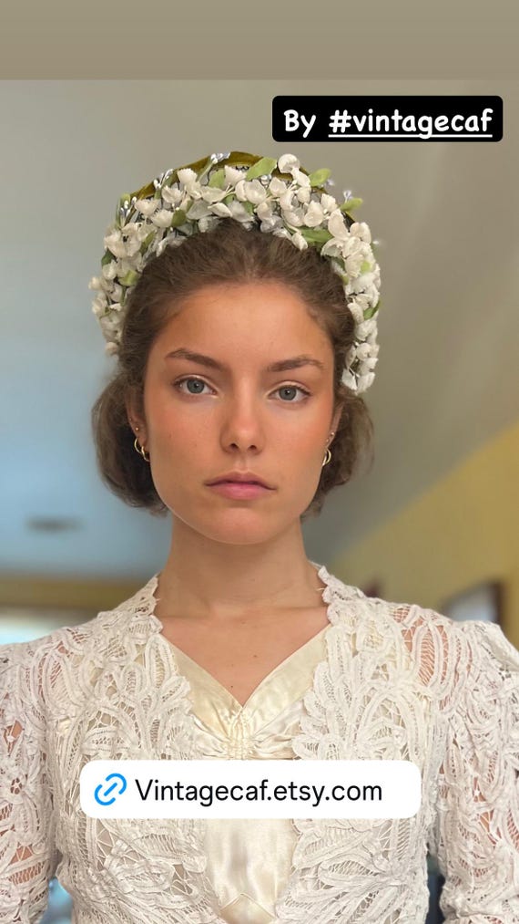 Handmade vintage Lily-of-the-valley headband