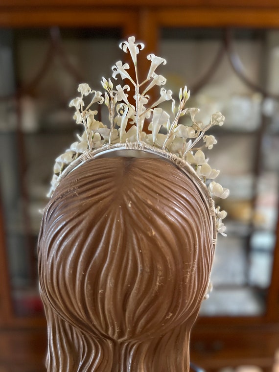 1920s wax and linen bridal tiara - image 4