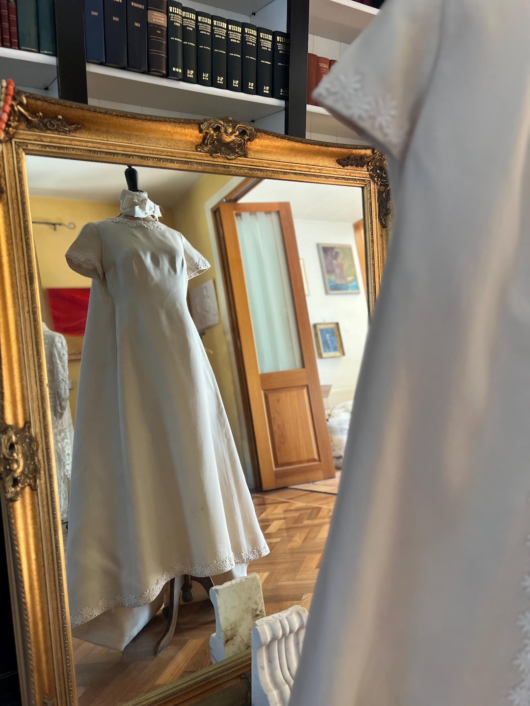 Balenciaga Style 1960s Silk Linen Wedding Gown