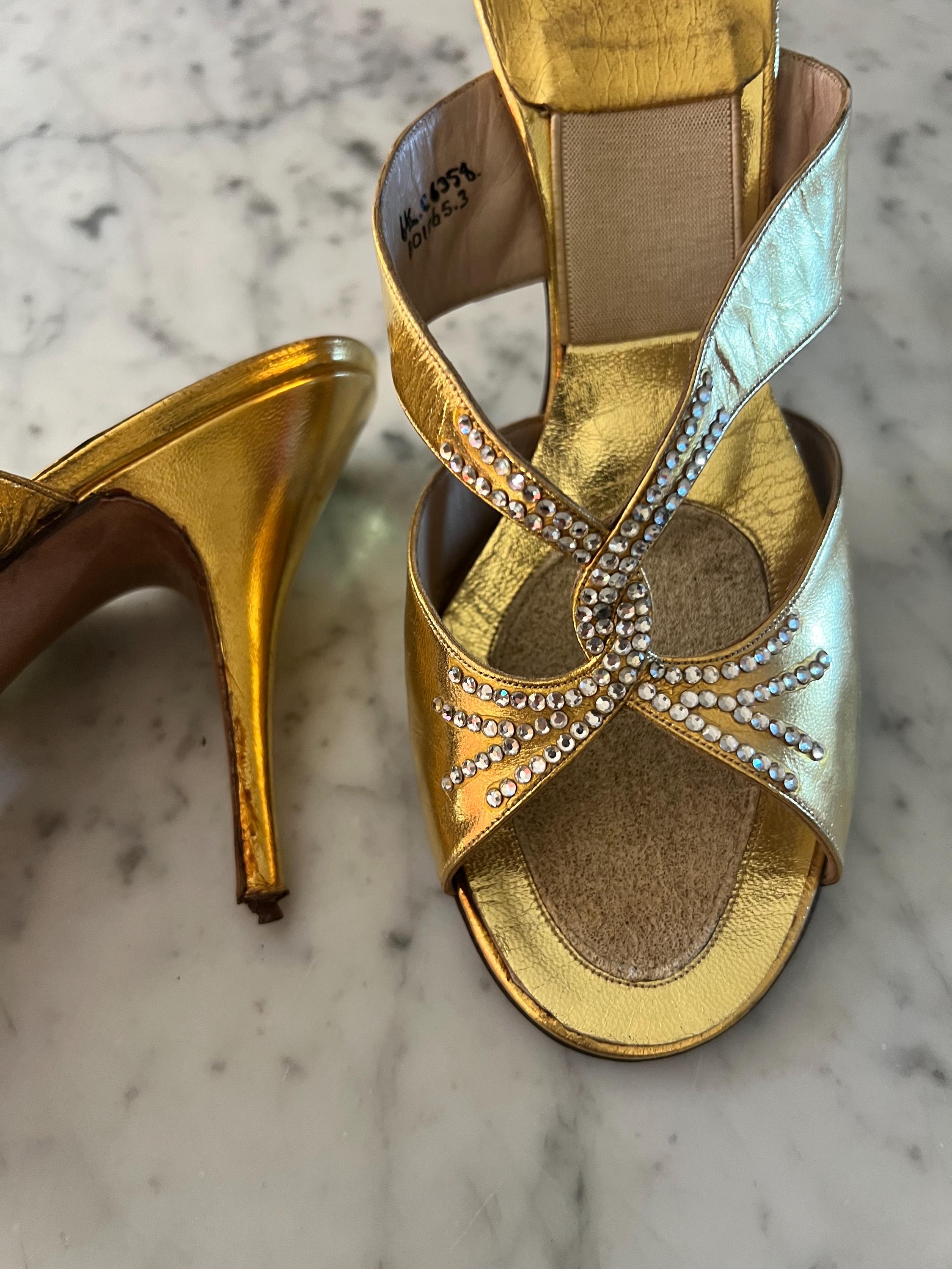 Springolator Mules 1950s Gold Leather and Rhinestone Springolator Mules - Etsy