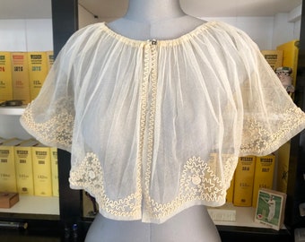1930s cornelli work on tulle cape