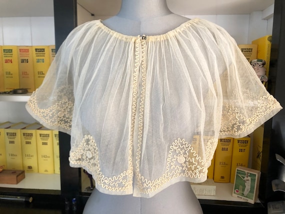 1930s cornelli work on tulle cape